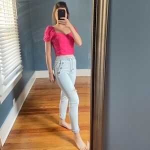 NWT Do+Be Collection Sweetheart Neckline top with puffed sleeves